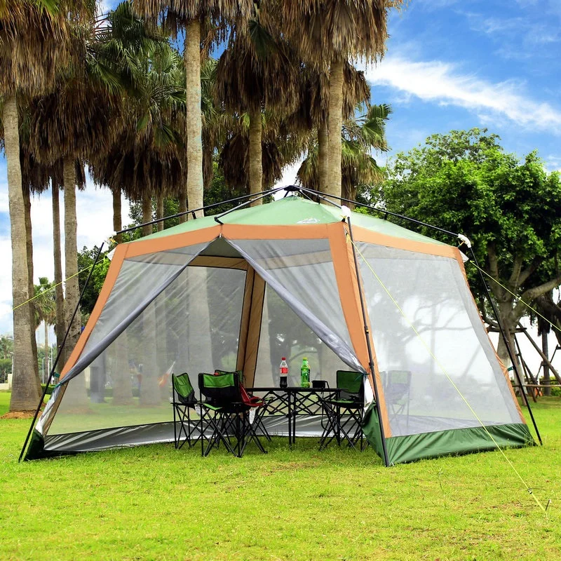 

Outdoor Automatic Camping Tent 5-8 People Pergola Thickened Rainproof Sunshade Fishing Barbecue Canopy Mosquito Net Sun Shelter