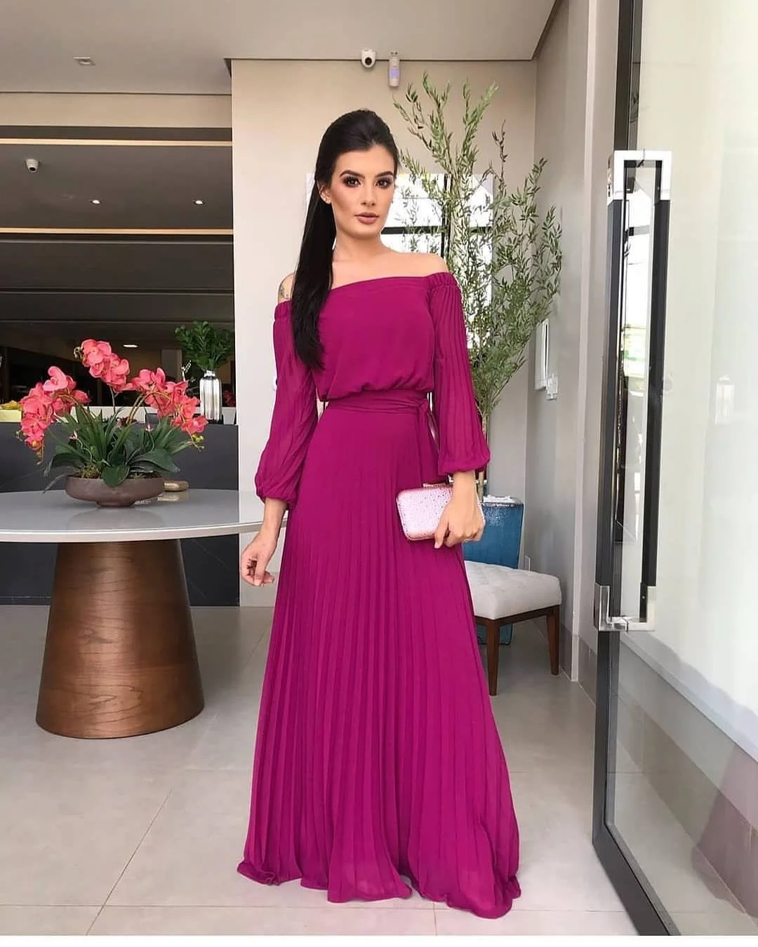 Long Sleeve Off Shoulder Simple Evening Dress Formal A Line Elegant Women Vestidos de Festa Prom Party Gala Gowns