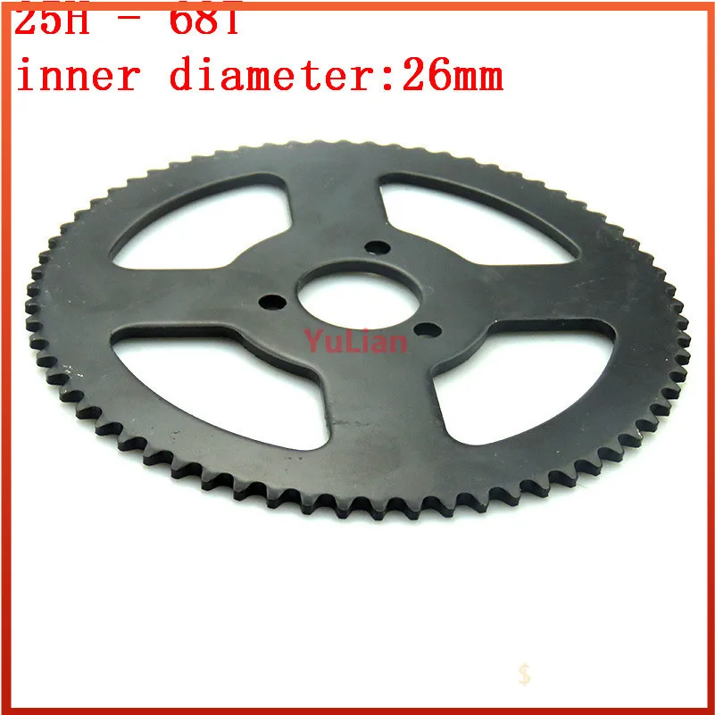 Sprocket 25H 68T 26mm 68 Tooth Black For 47cc 49cc Minimoto Pocket Bike Mini ATV Quad Motoparts