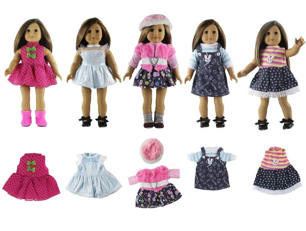 

5 Set Fashion Style Clothing Doll Clothes+1 hat for 18 inch Doll clothes american doll accessories