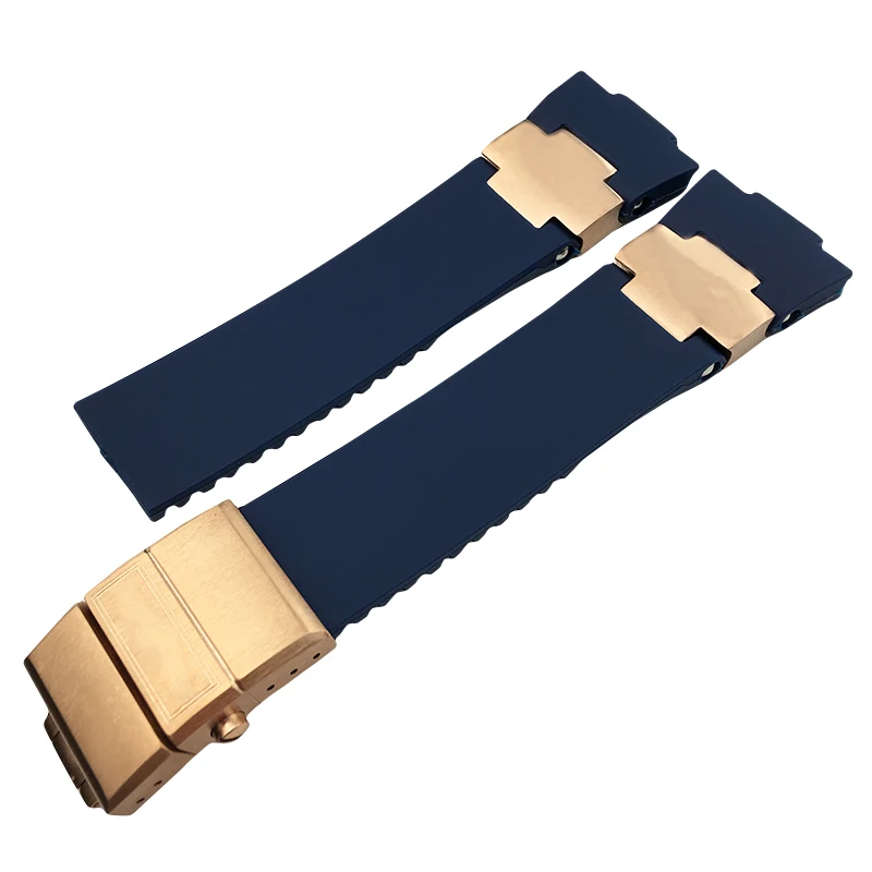 22mm 25mm High Quality Rubber Silicone Watch Strap Two Styles of Design Fold Buckle Watchband Suitable for Ulysse Nardin Watch