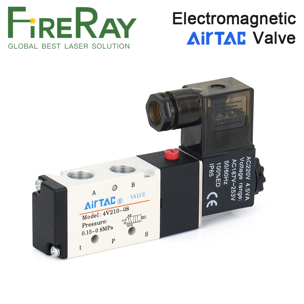 FireRay AirTac هوائي صمام الملف اللولبي الكهربائي 5Way 2 موقف التحكم الهواء الغاز المغناطيسي صمام 4V210-08 12 فولت-220 فولت لفائف فولت