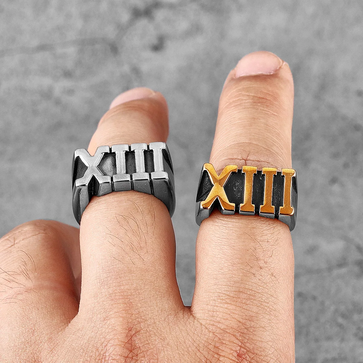 Roman Numeral 13 Stainless Steel Mens Rings Punk Retro Unique  Amulet for Male Boyfriend Biker Jewelry Creativity Gift Wholesale