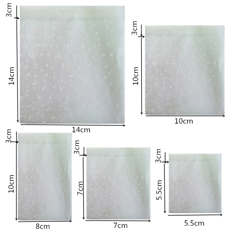 100pcs/lot Translucent dots Plastic cookie packaging bags cupcake wrapper self adhesive bags Birthday Party Wedding decorations