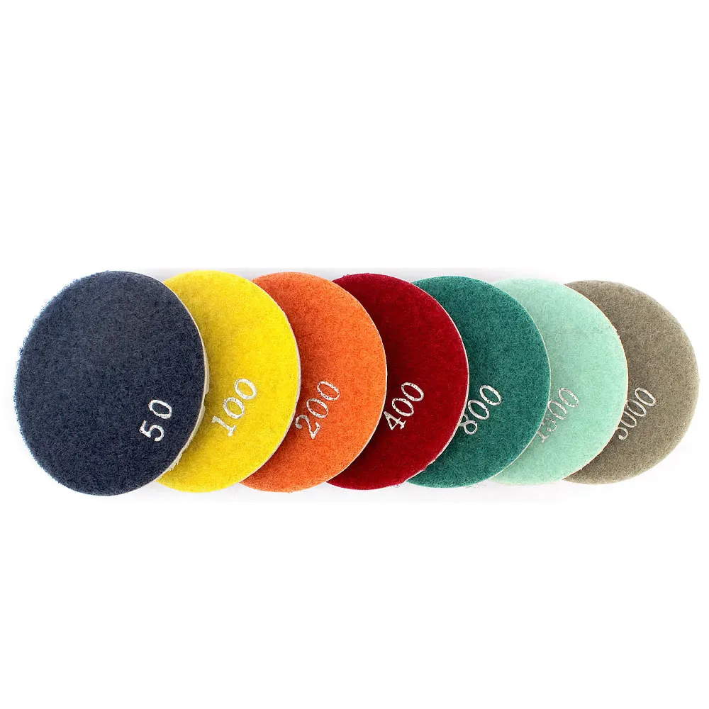 

Алмазный шлифовальный диск для пола, 7 шт./компл., 3-дюймовые полировальные подушечки для сухого и влажного использования, шлифовальный диск для мрамора, камень, гранит, абразивный инструмент
