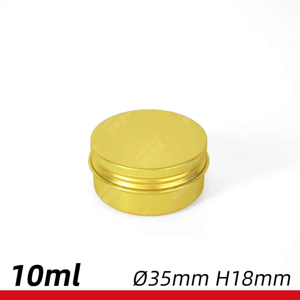 50pcS/lot 10/15/20/30/50/60/80/100/150/200ml golden Aluminium jars gold aluminum box round thread Container Box Jar For Beauty