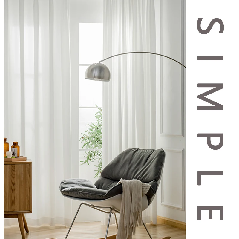 Hmyi Modern White Color Sheer Curtains for Living Room Solid Long for Window Voile Tulle Curtain Decoration Custom Made Drapes