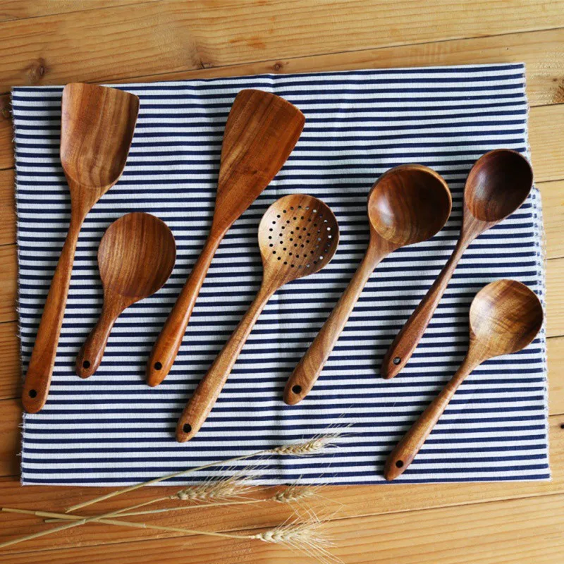 

Natural Wood Tableware Spoon Rice Colander Soup Skimmer Cooking Soup Spoons Kitchen Reusable Tool Kit Wooden Utensils