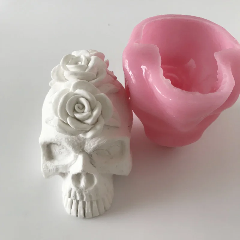 Various Skull Silicone Pot Molds 3D Cement Planter Concrete Ashtray Decor Resin Craft Mould Handmade Candle Making Tools