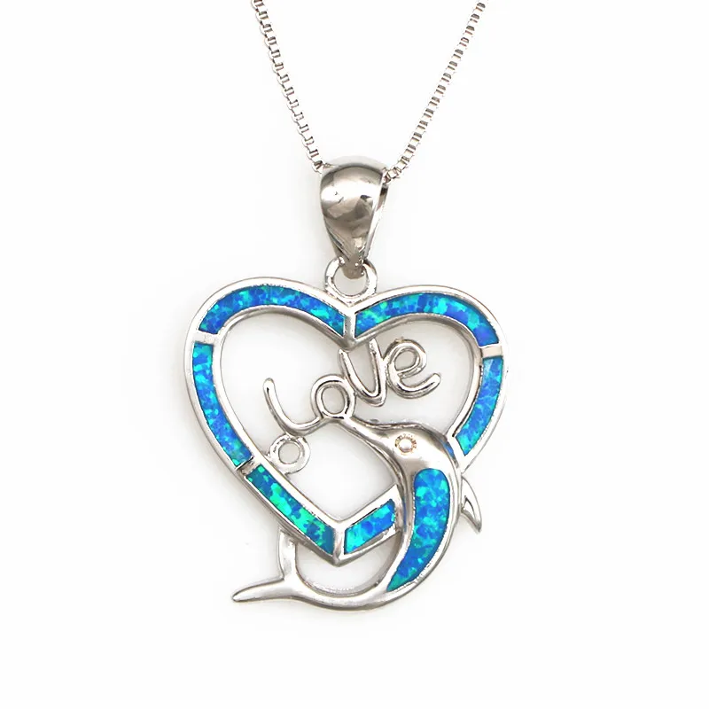 

JLP1341 Dolphin With Heart-Shaped Opal Pendant Necklace for Women's Home Gifts