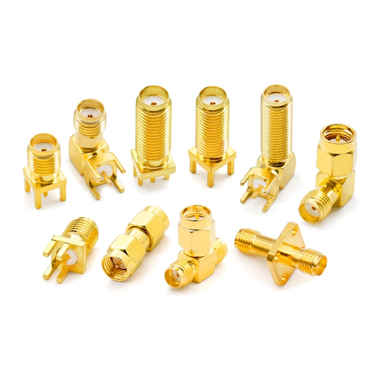 5pcs SMA-KE KWE KHD KKF Connector Adapter Male Socket Jack Solder PCB Straight Gold Plated RF Receptacle Solder Right angle