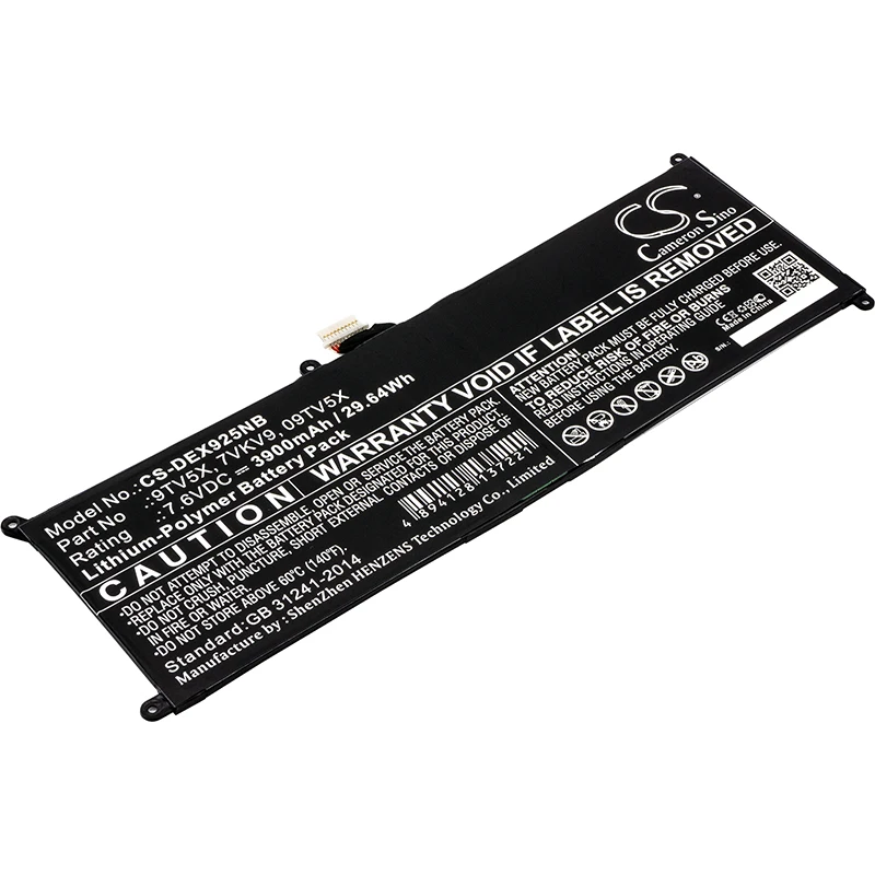 

CS 3900mAh/29.64Wh battery for DELL Latitude 12 7275,XPS 12-9250-D4605TB 07VKV9,09TV5X,0V55D0,7VKV9,9TV5X,T02H,V55D0