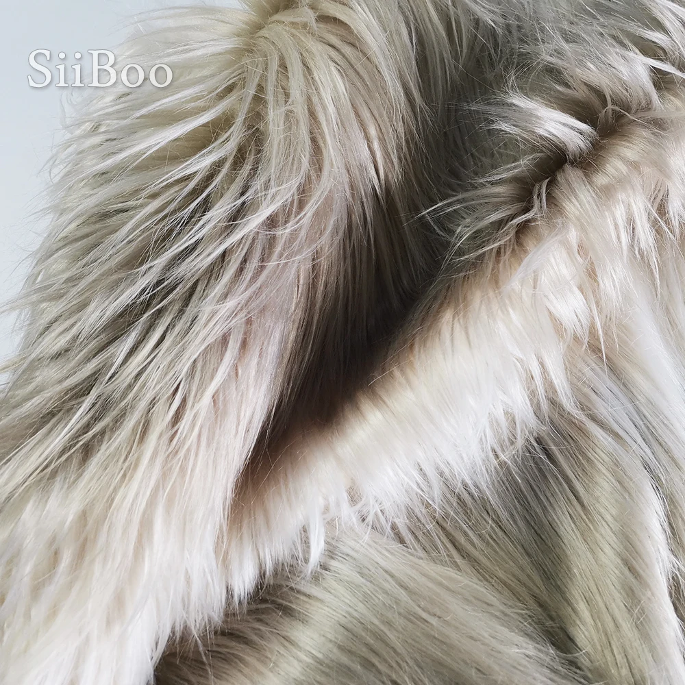 High quality 7cm pile black pink khaki red-blue faux fox fur fabric for autumn coat cosplay photography fourrure tissus SP6167