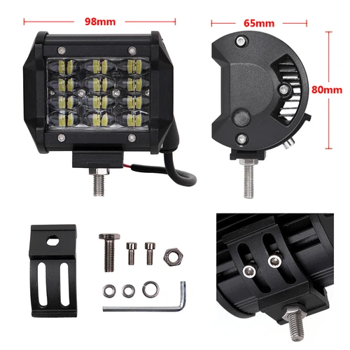 Imagen 2 del producto Luz LED de trabajo de 4 pulgadas, lámpara indicadora de conducción todoterreno de 12V 24V + soporte de montaje de pilar A para Jeep Wrangler JK 2007-2017