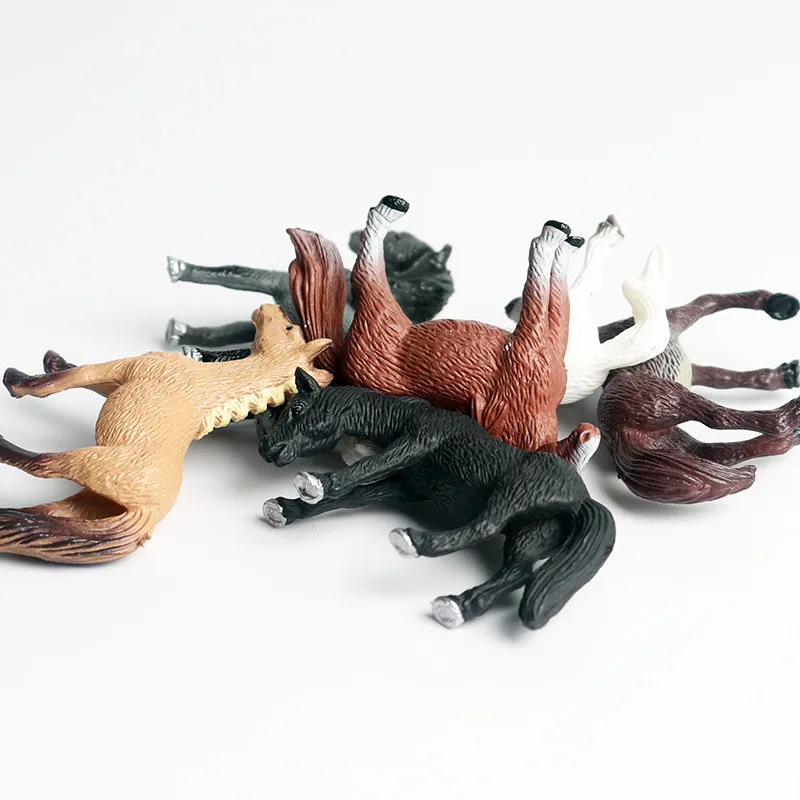 6pcs/set Simulation Wild Animal Toy Plastic Action PVC Model Horse Baby Figure Collection Doll Toy for children Educational toys