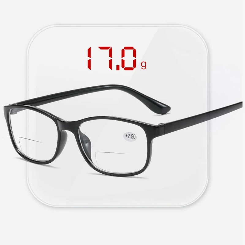 Seemfly Men Women Bifocals Reading Glasses Ultralight Black Frame Clear Near And Far Presbyopia Glasses Diopters +1.0 +2.5 +4.0