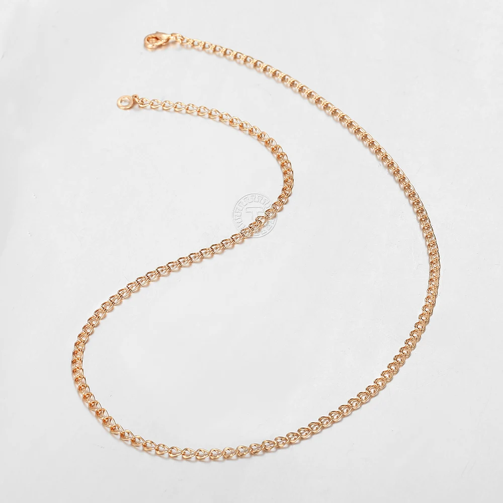 Fashion 585 Rose Gold Color Chain 3mm 5mm Wide Snake Link Necklace For Women Girls  Wedding Party Gifts 50cm 60cm CN41A