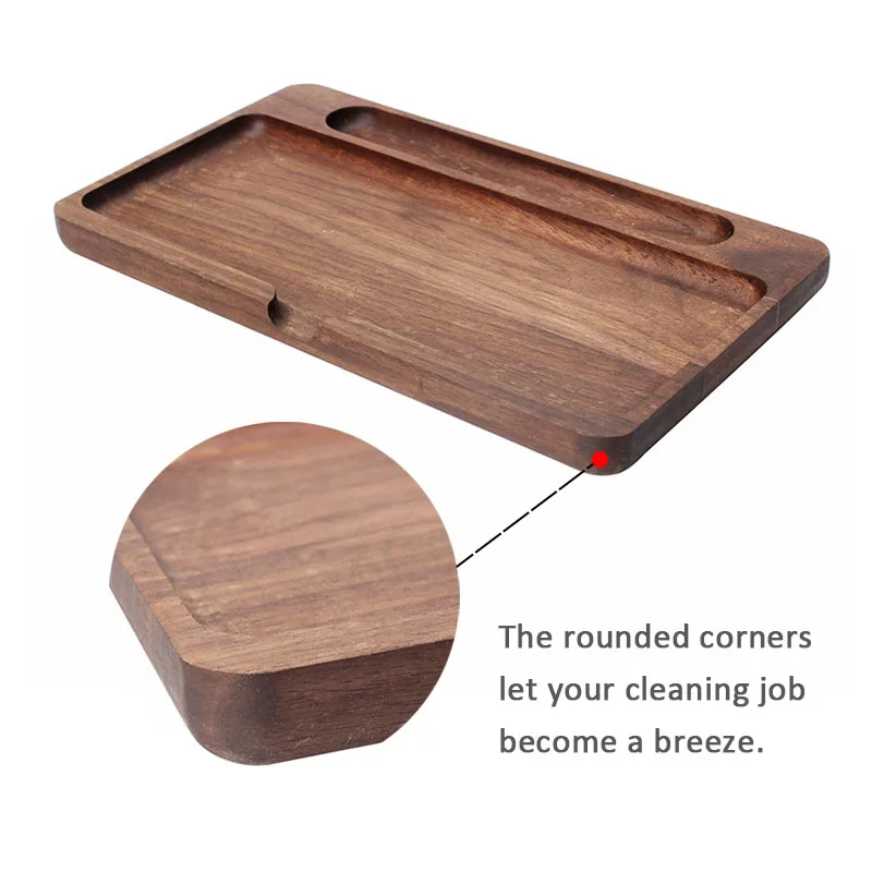 MUXIANG Tray Operation Panel Wooden Tray Rectangular Walnut Wood Smoking Accessories Storage Base