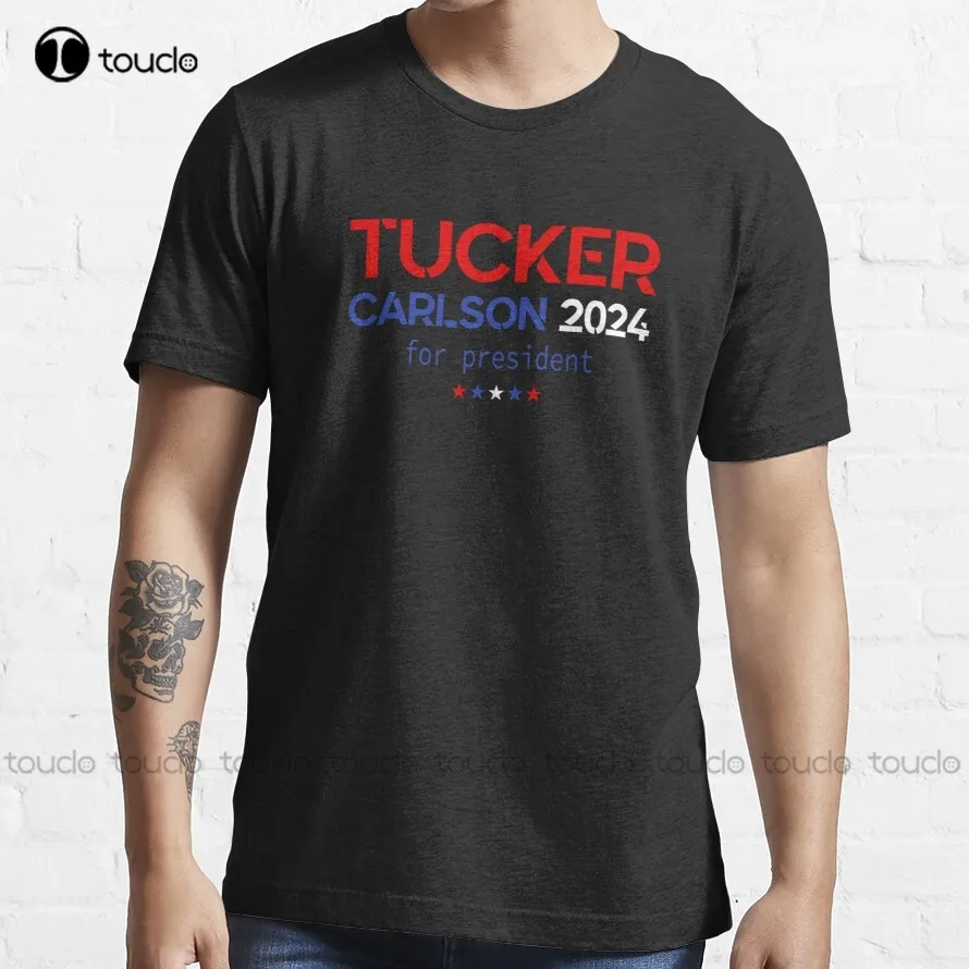 Tucker Carlson For President T-Shirt Short Sleeve Shirts For Men Custom Aldult Teen Unisex Digital Printing Tee Shirt Xs-5Xl