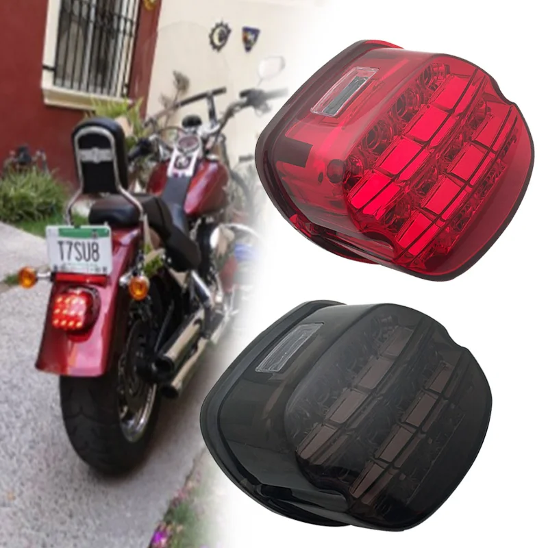 Motorcycle LED Tail Light Smoke/Red Lens Brake License Plate Lamp Rear Stop 12v For H-arley Dyna Road King Softail Touring