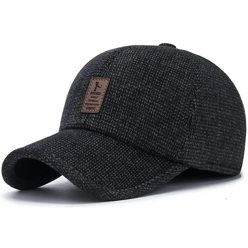 New Men Warm Thick Baseball Caps Male Autumn Winter Sport Visors Snapback Earflaps Dad Cap Hat For Men