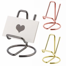 1PC Retro Gold Rose Gold Metal Card Holder for Desk Business Card Display Holder Stand Metal Office Desktop Name Card Holder