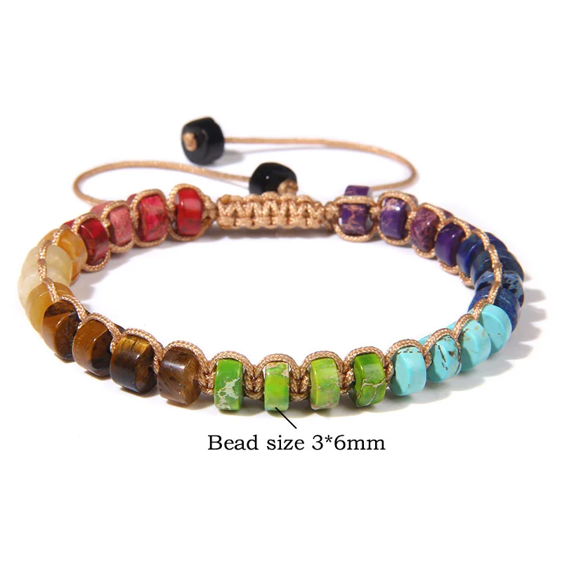 Vintage Boho Natural Stone Bracelet 3x6mm Agates Tiger Eye Beaded Chakra Bracelets Bangles Adjustable Jewelry for Women Men Gift