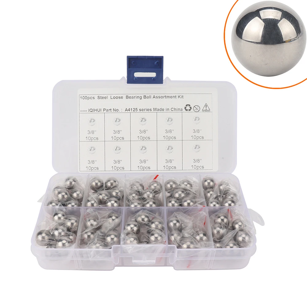 

100Pcs High Precision G25 Bicycle Wheel Steel Bearing Balls 3/8 Polished And Fine-ground Solid Steel Balls