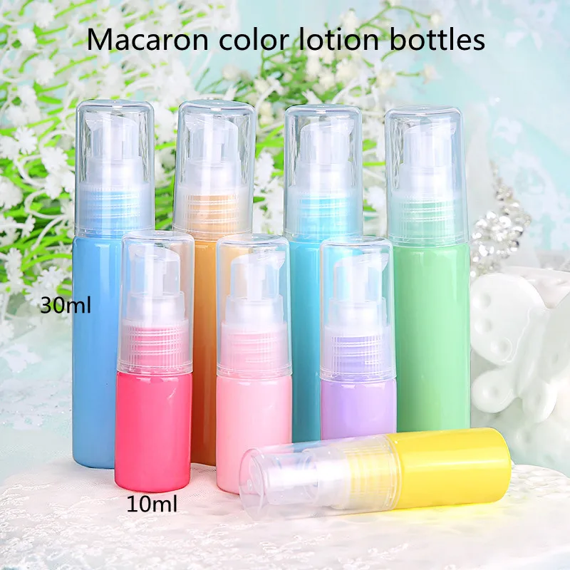 Wholesale10ML Macaron Color Lotion Cream Bottles Small Sample Bottles With Pump Head Cosmetics Refillable Bottle