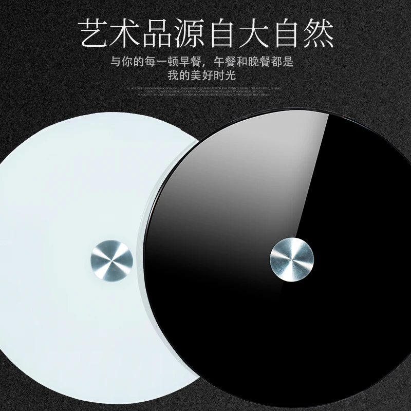 HQ AA01 UPGRADE Stable Black or White Tempered Glass Dining Table Top Turntable Swivel Plate with Lazy Susan Base