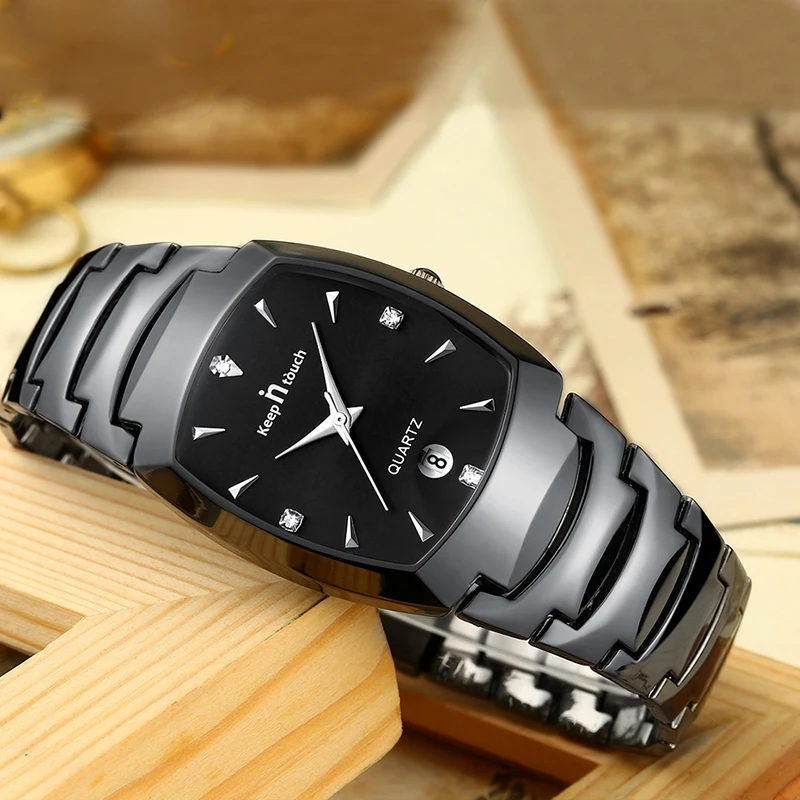 Keep In Touch Mens Watches Top Brand Luxury Stainless Steel Square Quartz Watch For Men Waterproof Date Clock Relogio Masculino