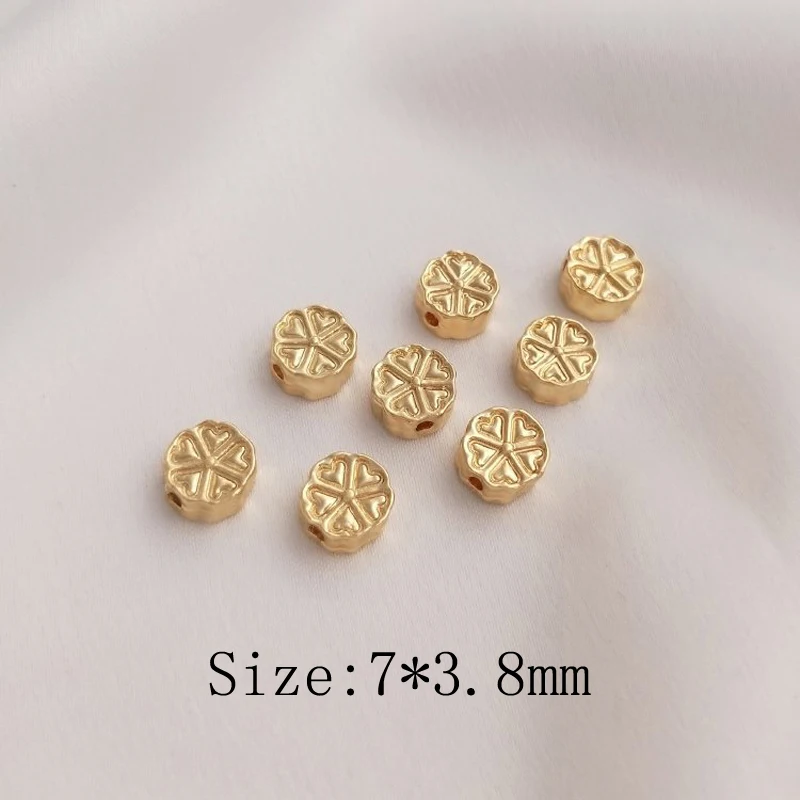 20PCS Beads for Jewelry Making Gold Plated Bracelets Flower Spacer Bead Charms for Jewelry Making DIY Brass Accessories