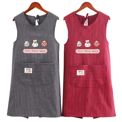 Polyester cotton apron women's summer household kitchen anti-fouling wear-resistant overalls breathable adult vest smock