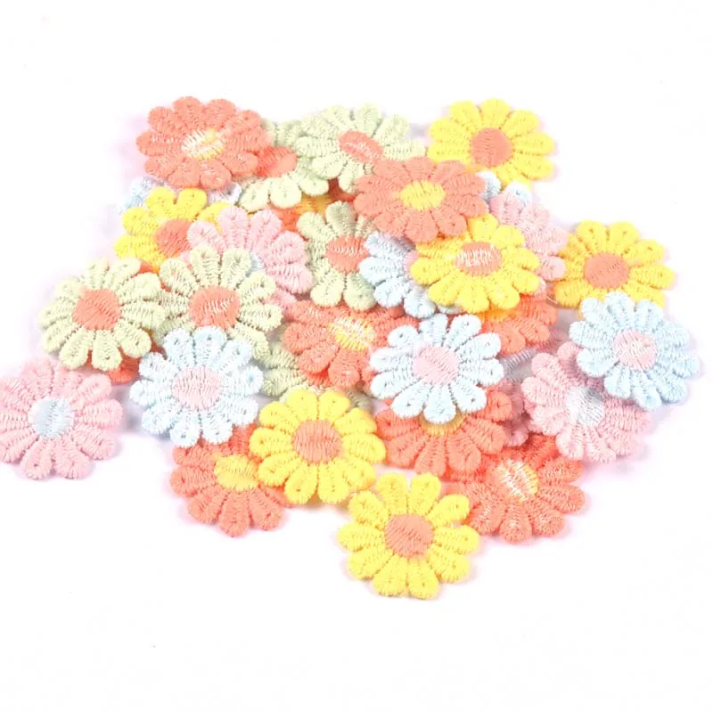 30Pcs/lot 26mm Mixed Cloth Flower Appliques for DIY Hat Clothes Leggings Sewing Supplies Headwear Decor Patches C3038