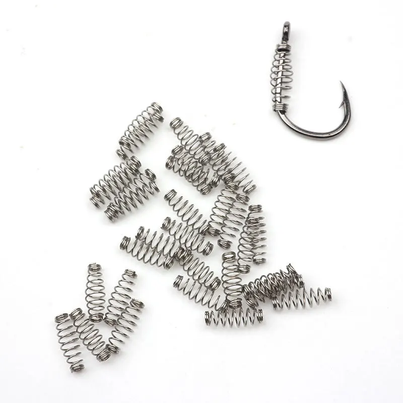 50-100pcs/lot Fishing Spring bait Feeder spring Set Barbed Swivel Jig Carp Single Hook S M L Fly Fishing Tackle tool Accessories