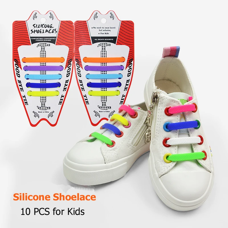 

10pcs/pair Kids Children Elastic Silicone Shoelaces Sneakers Non Tie Shoelaces Child Shoes Laces Baby Sports Athletic Fit Strap