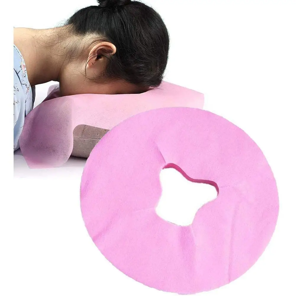 100Pcs Beauty Salon Disposable Hole Towel Non-woven Fabric Massage Table Sheets Headrest Pads Face Pillow Cover Face Pad