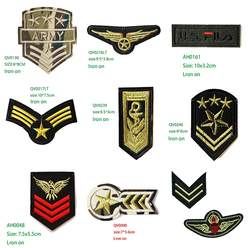 

Military Rank Patches Clothing Applications icon Embroidered Stripes Badges Iron on Appliques Medal Stickers for Clothes patch