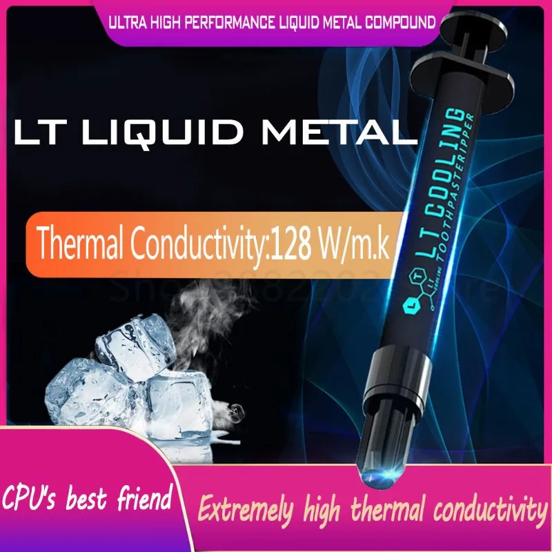 LT-100 Liquid Metal Thermal Conductive Paste Grease for CPU GPU Cooling Liquid Ultra 128W/mK 1.5g 3g Compound Grease for Cooling