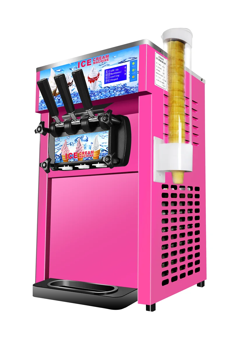 

Commercial Automatic Electric Desktop Stainless Steel Ice Cream Machine Automatic 3 Flavor Sweet Soft Ice Cream Fillling Maker