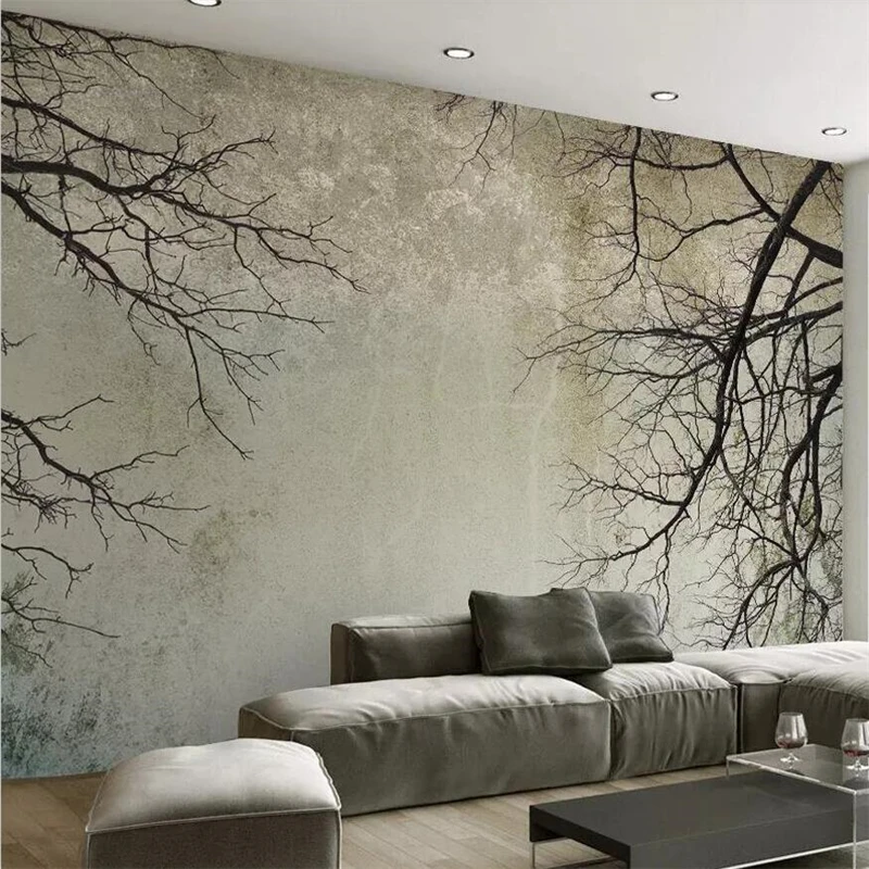 3DBEIBEHANG Custom wallpaper large high quality 3D fashion retro branches sky simple Nordic style living room TV background wall