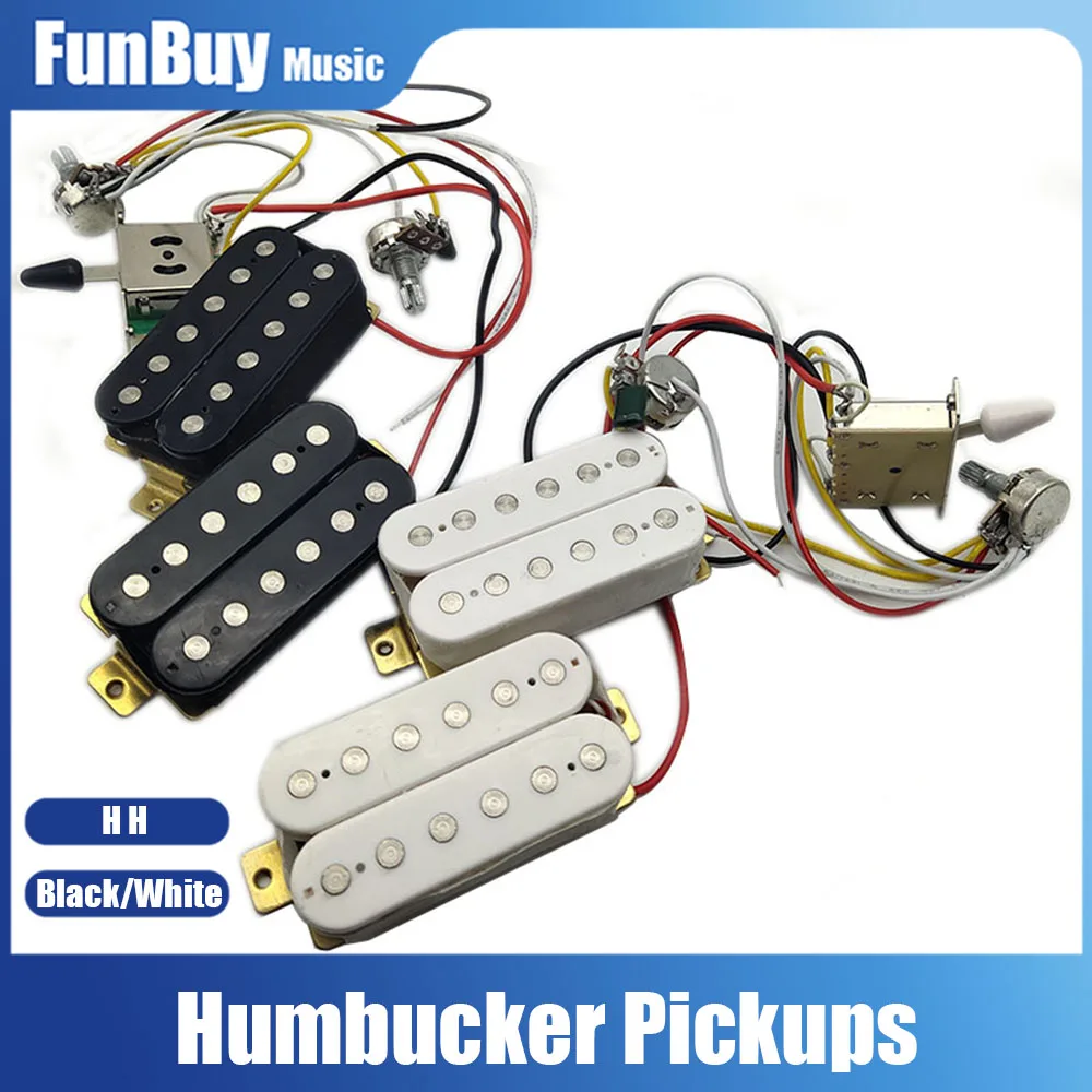 HH Guitar Humbucker Pickups with 3 way Guitar Switch 500K Potentiometer 1T1V Wiring Harness Prewired Electric Guitar Pickup