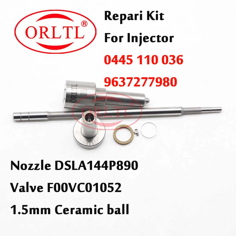 REPAIR KIT FOR INJECTOR 0445110036 NOZZLE PARTS DSLA144P890 CONTROL VALVE F00VC01052 For Citroen Peugeot 2,2 hdi 9637277980