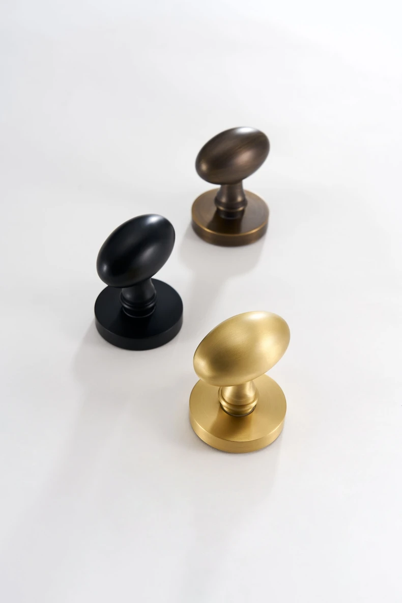 Dooroom Messing Türschloss Set Moderne Ei Geformt Knopf Lange Platte Innen Schlafzimmer Bad Doppel Holz Tür Lever Set Dummy griffe – Detail 14