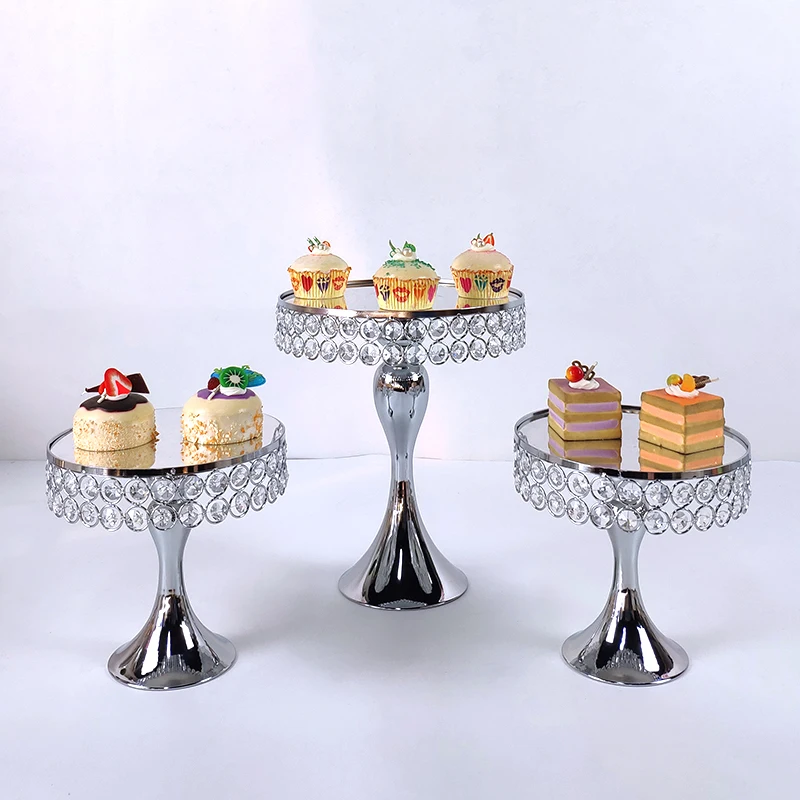 3Pcs Gold Silver Metal Cake Stand Set Display Wedding Birthday Party Dessert Electroplate Cupcake Plate Rack