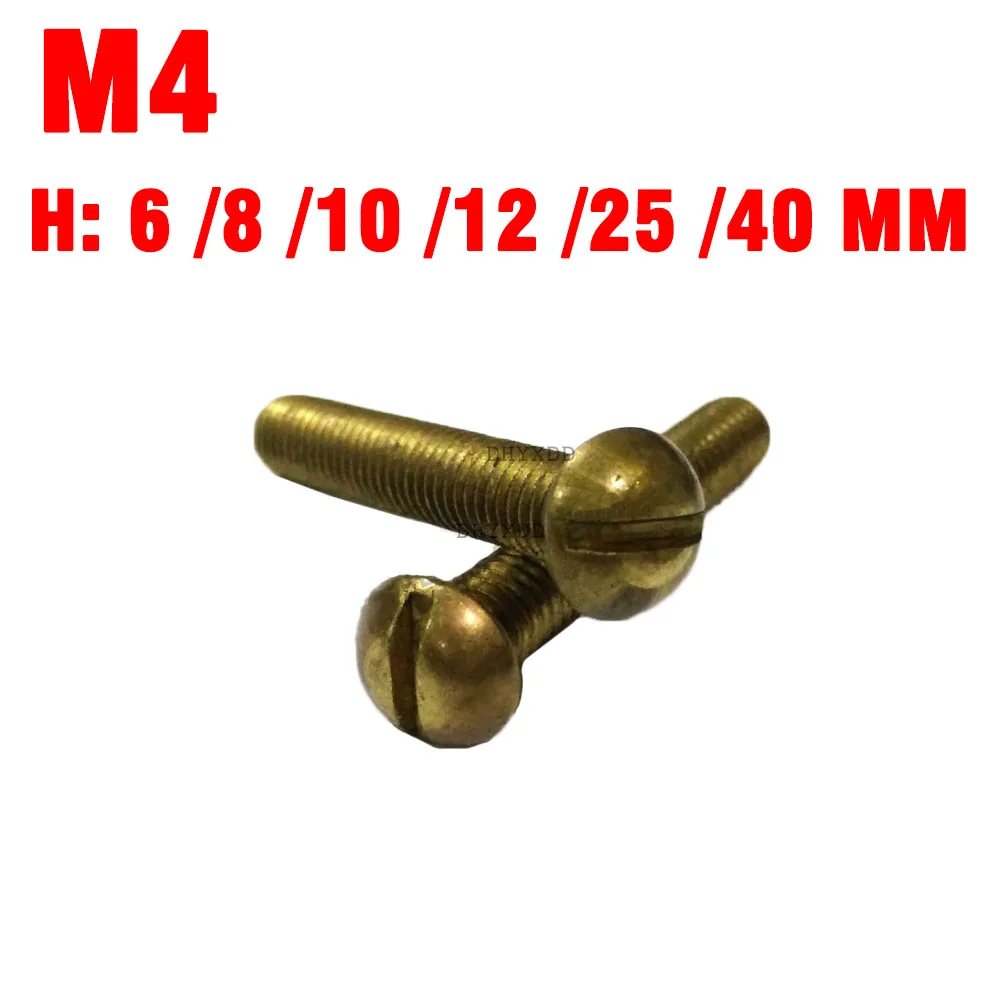 30 sztuk M4 szczelinowe okrągłe głowy mosiężne śruby jeden Sord śruba z łbem płaskim śruby mechaniczne Brassiness Bolt GB67 8 10 12 MM 25mm-40mm długi
