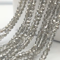 2 3 4 6 8mm Round Grey Plated Glass Beads Faceted Flat Crystal Spacer Loose for Jewelry Making DIY Bracelet Necklace