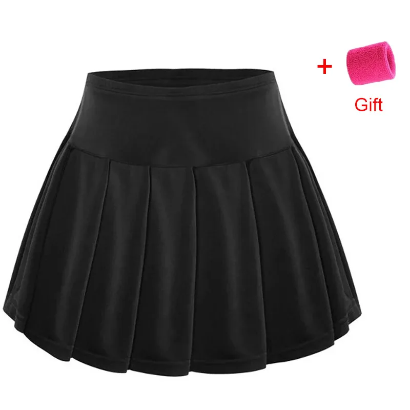 Women Summer Solid Color Versatile Tennis Clothing Pleated Skirt Anti-light Badminton Skirt with Safety Shorts Sports Skort