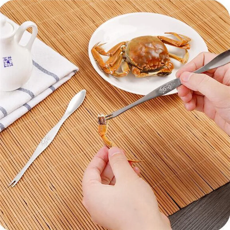 

1PC Stainless Steel Claws To Eat Crab Seafood Lobster Crab Pin Stripping Fruit Fork Kitchen Gadgets Seafood Tools