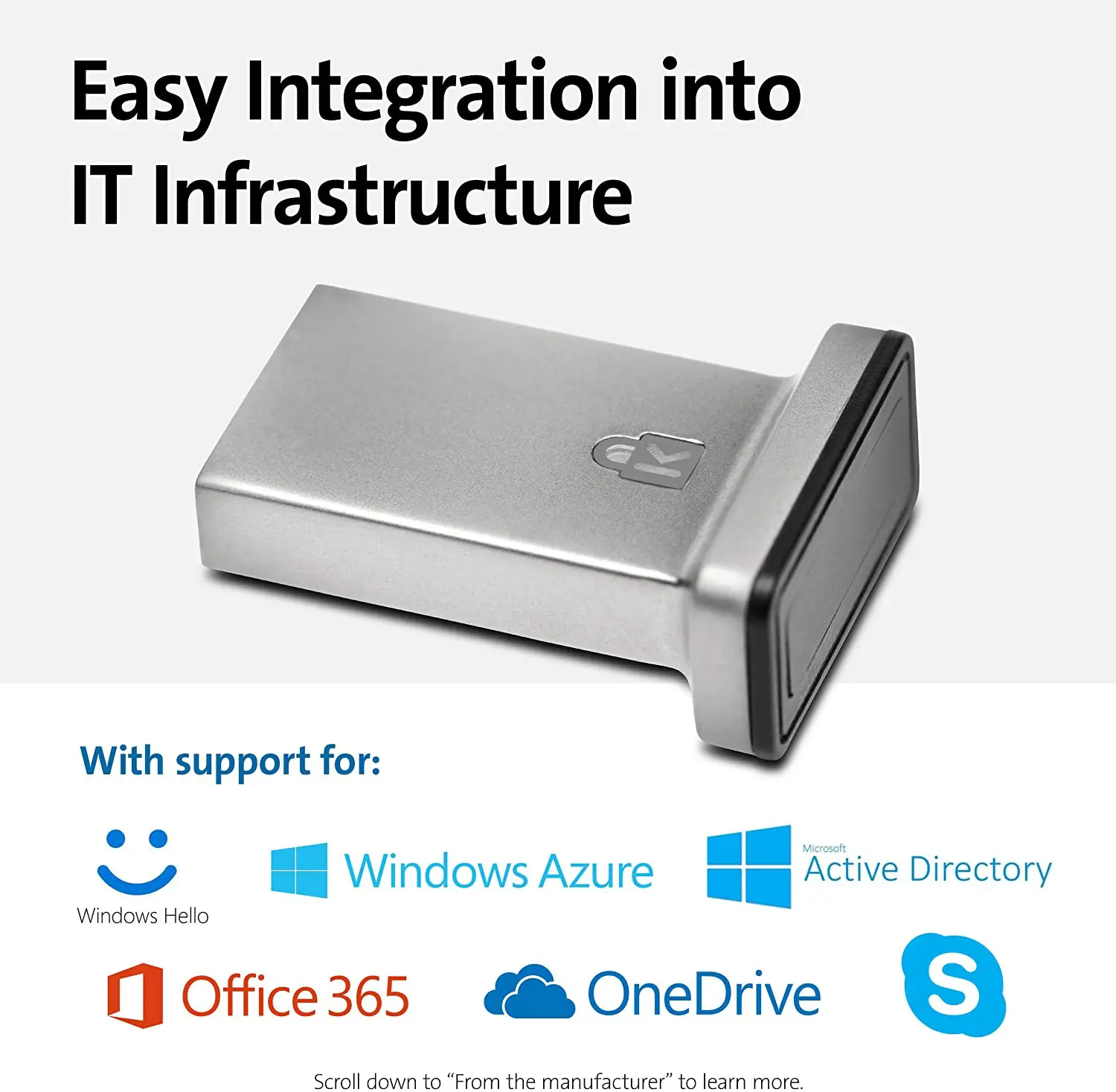 ケンジントン VeriMark IT 指紋認証キー - WebAuth、Windows Hello